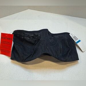 NWT Paramour Delightful Black Bandeau Bra 32 DDD/32 F Underwire Straps